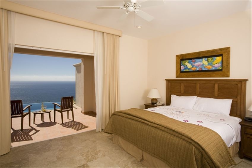 master bedroom Pueblo Bonito Montecristo Estates offers spectacular ocean views of the pacific ocean in cabo san lucas, overlooking quivira golf club