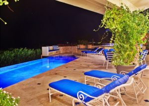Pool Deck in the evening at Casa Stamm in Cabo del Sol, Cabo San Lucas Luxury Villa Rentals